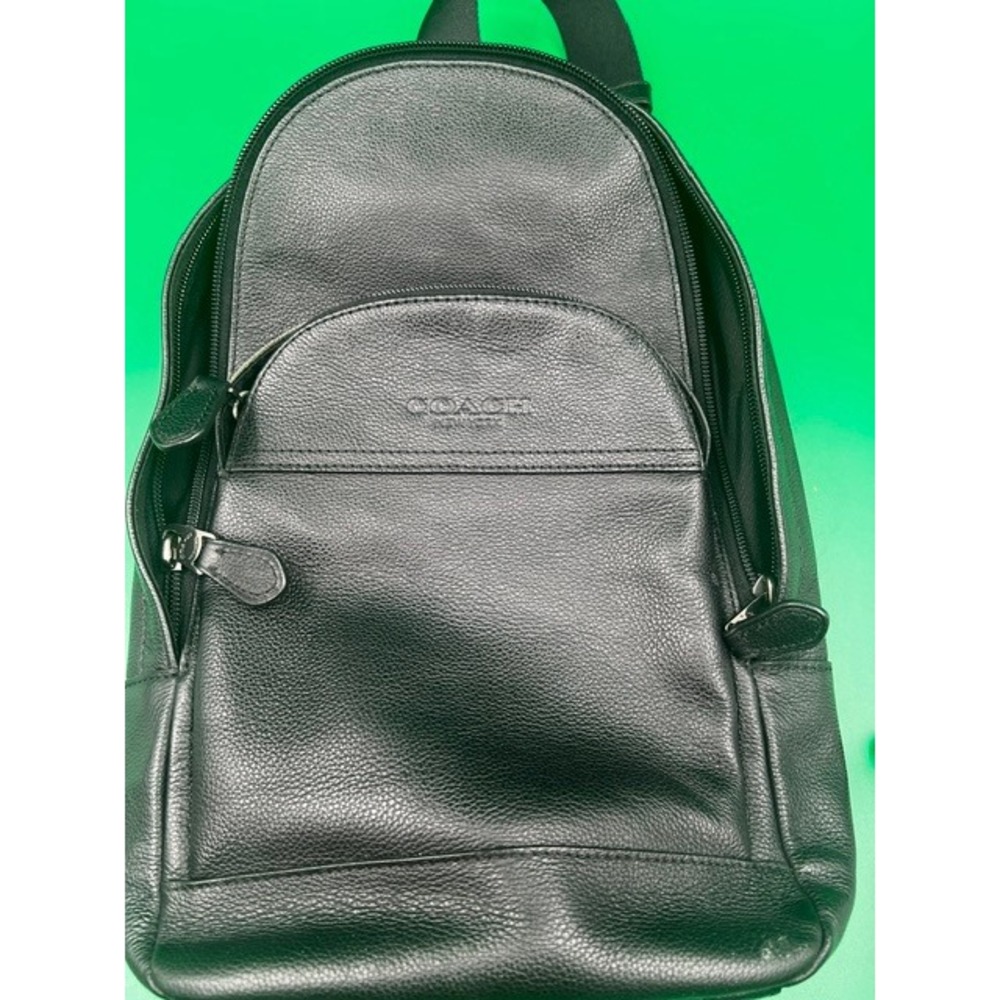 Coach West Backpack 9x12.5x3 Black Pebbled Leather Sling Bag F49312 Excellent